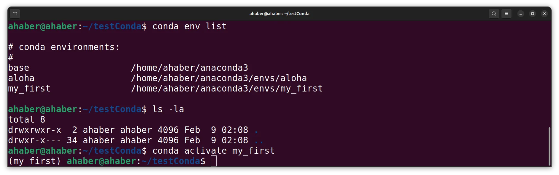 conda env list 输出示例