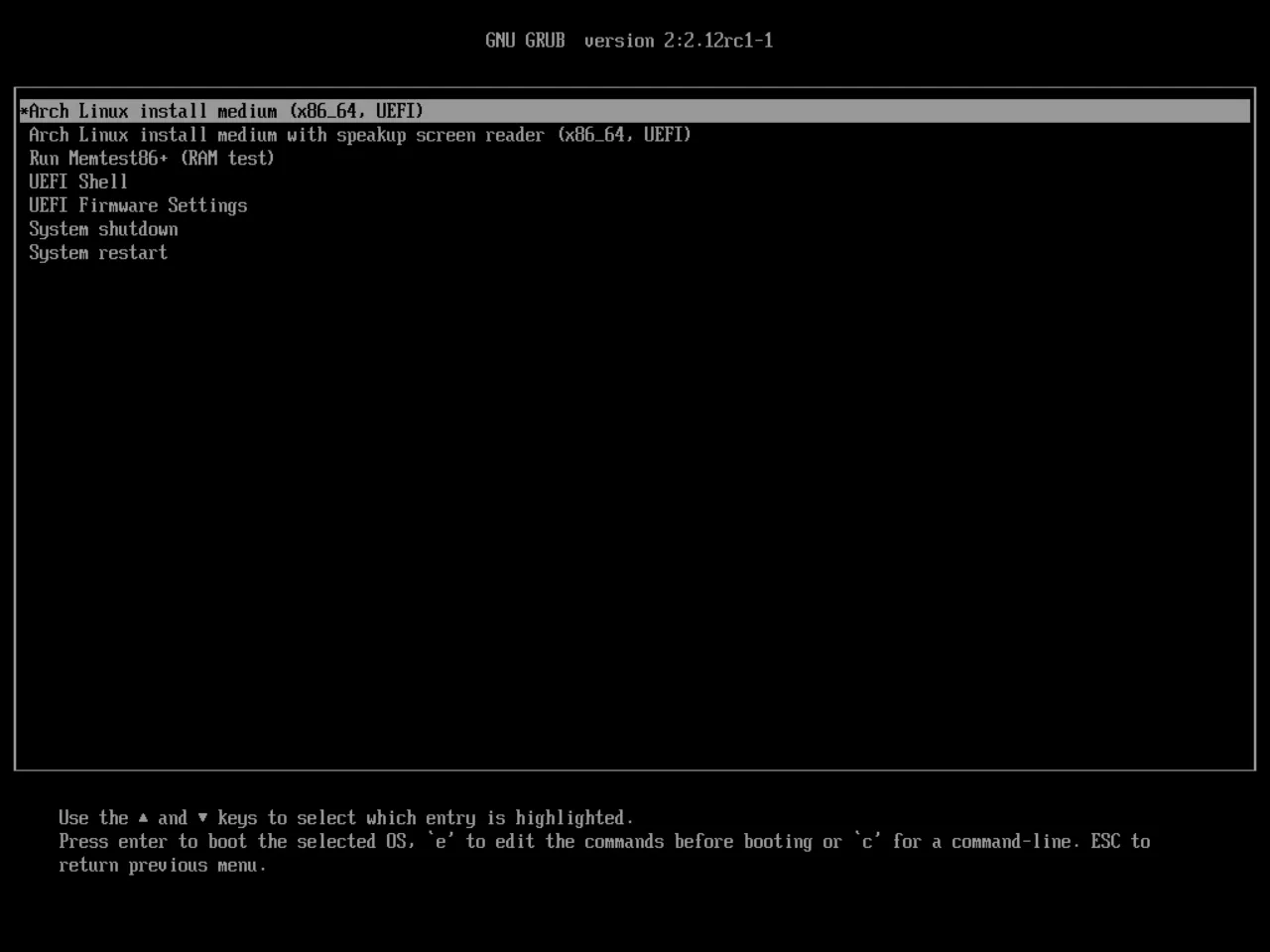 ArchLinux 启动界面